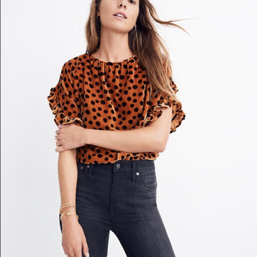Madewell Ruffle Sleeve Too Leopard Dot